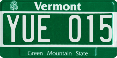 VT license plate YUE015