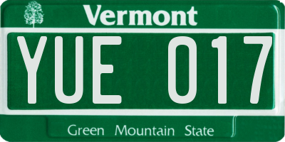 VT license plate YUE017