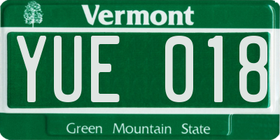 VT license plate YUE018