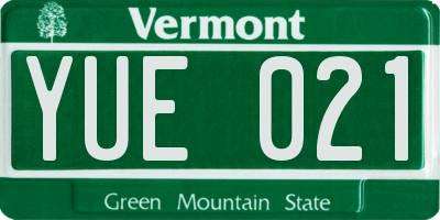 VT license plate YUE021