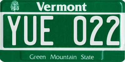 VT license plate YUE022