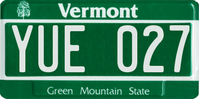 VT license plate YUE027