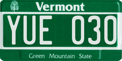 VT license plate YUE030