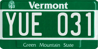 VT license plate YUE031