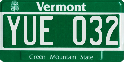 VT license plate YUE032