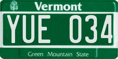 VT license plate YUE034
