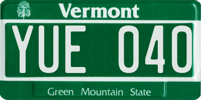 VT license plate YUE040