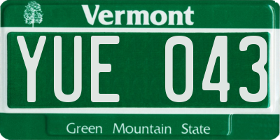 VT license plate YUE043