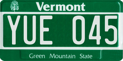 VT license plate YUE045