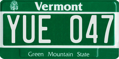 VT license plate YUE047