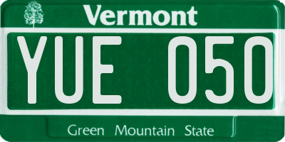 VT license plate YUE050