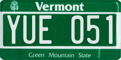 VT license plate YUE051