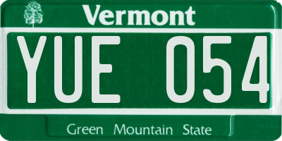 VT license plate YUE054