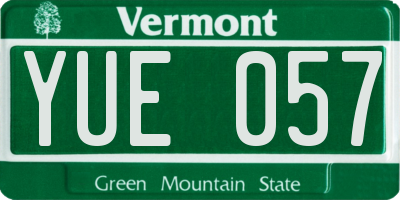 VT license plate YUE057