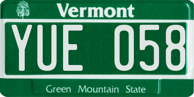 VT license plate YUE058