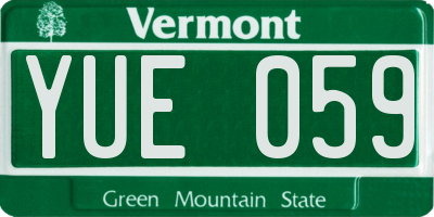 VT license plate YUE059
