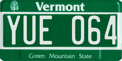 VT license plate YUE064