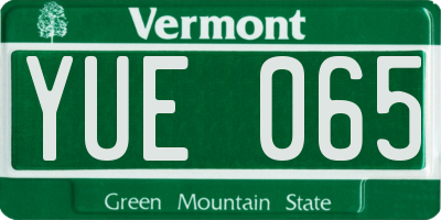 VT license plate YUE065