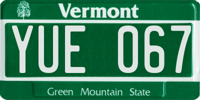 VT license plate YUE067
