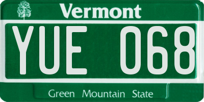 VT license plate YUE068