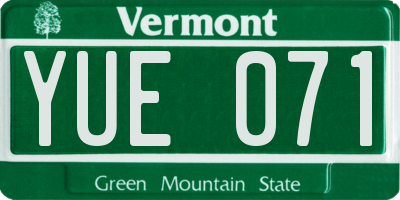 VT license plate YUE071