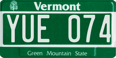 VT license plate YUE074