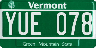 VT license plate YUE078
