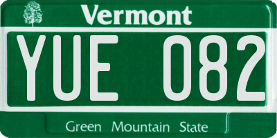 VT license plate YUE082