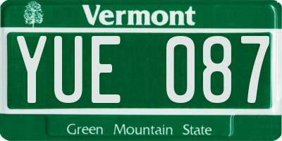 VT license plate YUE087