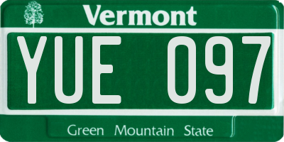 VT license plate YUE097