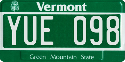 VT license plate YUE098