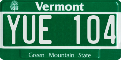 VT license plate YUE104