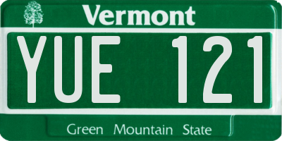 VT license plate YUE121