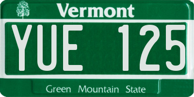 VT license plate YUE125