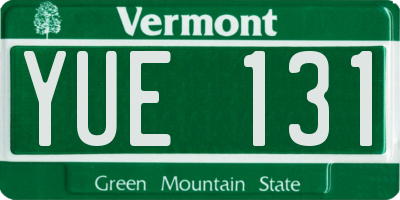 VT license plate YUE131