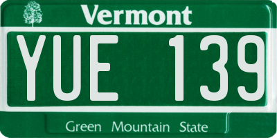 VT license plate YUE139