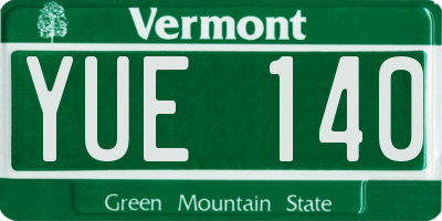 VT license plate YUE140