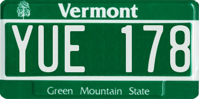 VT license plate YUE178
