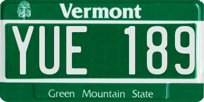 VT license plate YUE189