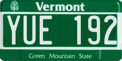 VT license plate YUE192