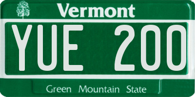 VT license plate YUE200