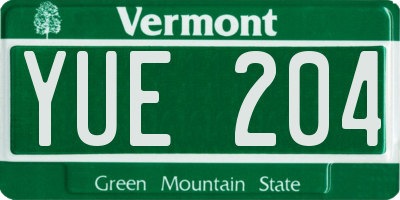 VT license plate YUE204