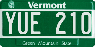 VT license plate YUE210