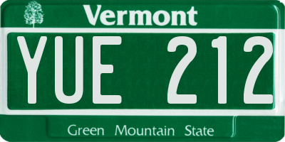 VT license plate YUE212