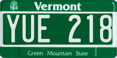 VT license plate YUE218