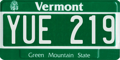 VT license plate YUE219