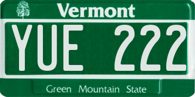 VT license plate YUE222