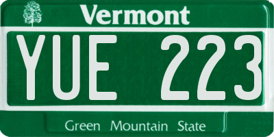 VT license plate YUE223