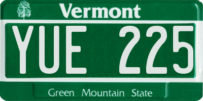 VT license plate YUE225