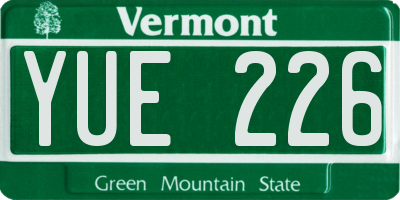 VT license plate YUE226